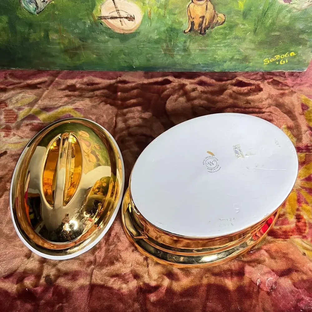 VTG 70s Royal Worcester Covered Casserole Luster Gold 2 Qt Round Size 24 Shape 5